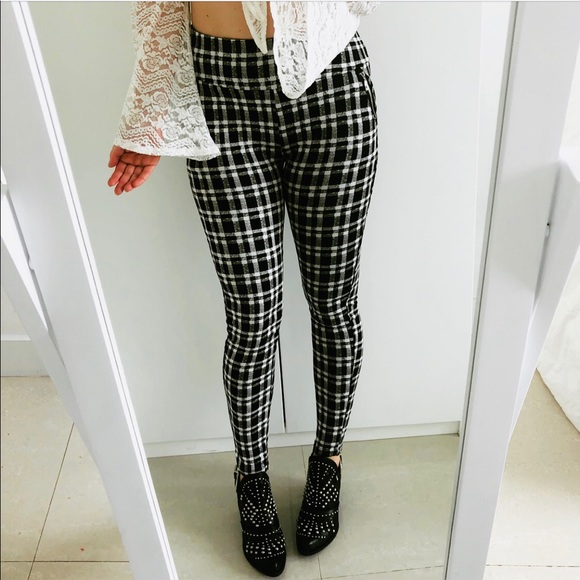 NWT black & white plaid high waisted leggings - Picture 2 of 8